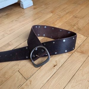 Lucky Brand Brown Leather Silver Stud Belt Small